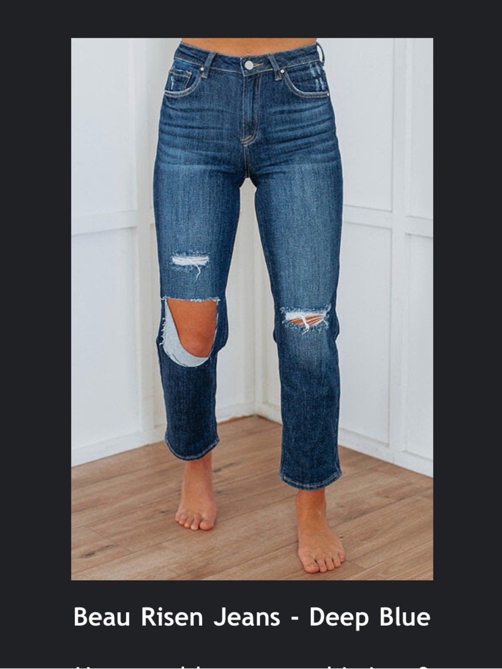 Beau Risen Deep Blue Distressed Cropped Jeans